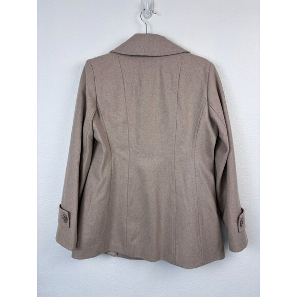 London Fog women's medium camel tan wool blend button front collared winter coat - Picture 7 of 8